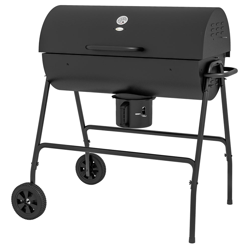 Holzkohlegrill BBQ Smoker mit Deckel Thermometer und Rädern