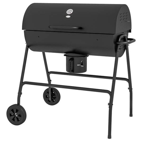 Holzkohlegrill BBQ Smoker mit Deckel Thermometer und Rädern