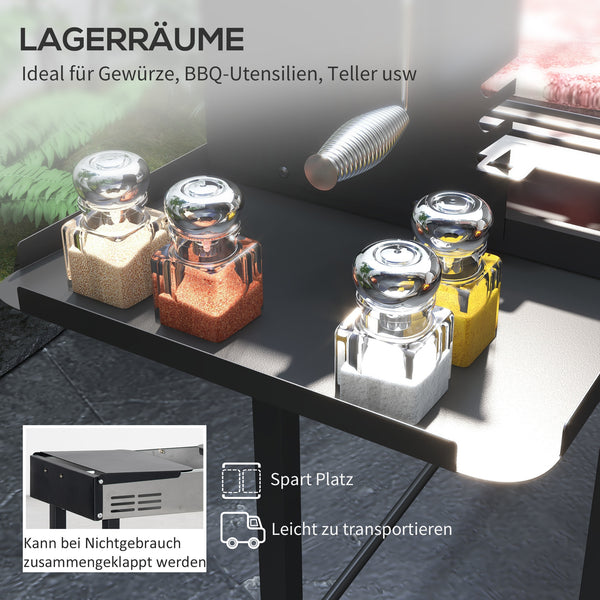 Holzkohlegrill BBQ Grill mit Drehspiess und verstellbarem Rost