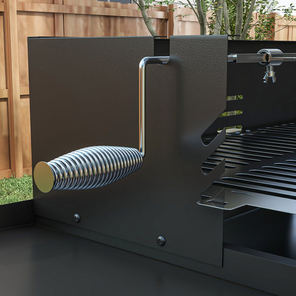 Holzkohlegrill BBQ Grill mit Drehspiess und verstellbarem Rost