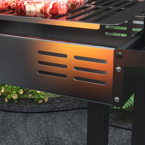Holzkohlegrill BBQ Grill mit Drehspiess und verstellbarem Rost