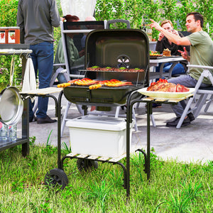 Holzkohlegrill Grillwagen mit Deckel Räder und Ablage