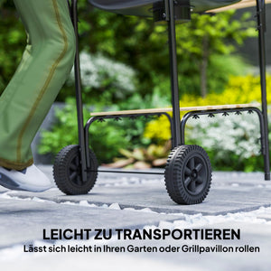 Holzkohlegrill Grillwagen mit Deckel Räder und Ablage