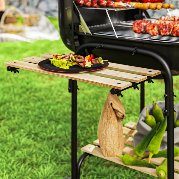 Holzkohlegrill Grillwagen mit Deckel Räder und Ablage