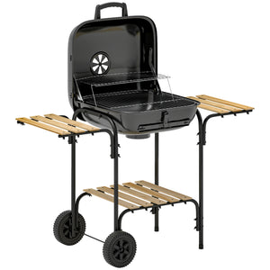 Holzkohlegrill Grillwagen mit Deckel Räder und Ablage