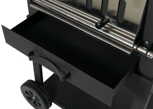 Holzkohlegrill mit Pizzaofen, Grillrost & Pizzastein, schwarz