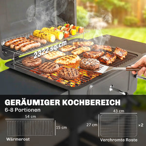 Holzkohlegrill BBQ Smoker mit Deckel und Thermometer