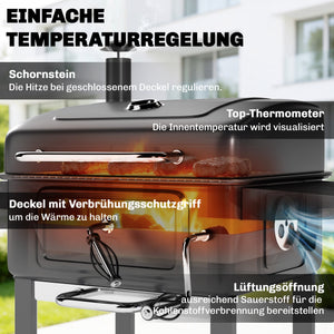 Holzkohlegrill BBQ Smoker mit Deckel und Thermometer