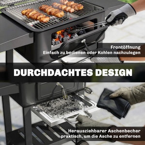 Holzkohlegrill BBQ Smoker mit Deckel und Thermometer