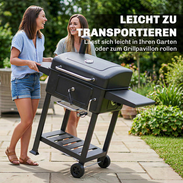 Holzkohlegrill BBQ Smoker mit Deckel und Thermometer