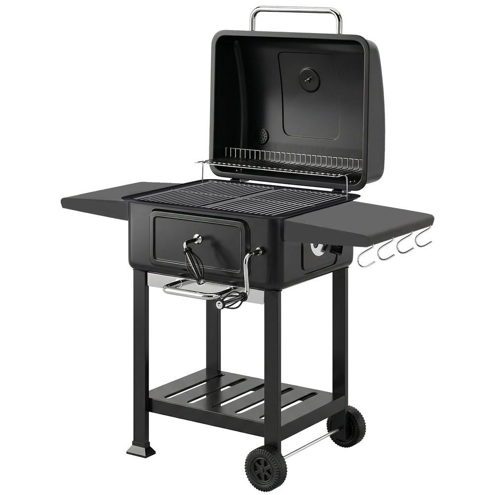 Holzkohlegrill BBQ Smoker mit Deckel und Thermometer