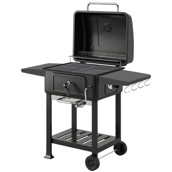 Holzkohlegrill BBQ Smoker mit Deckel und Thermometer