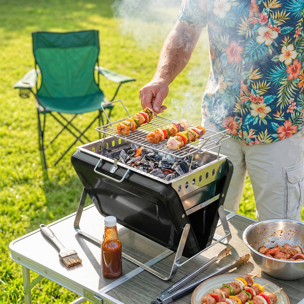 Holzkohlegrill BBQ Smoker klappbar für Camping Outdoor Edelstahl