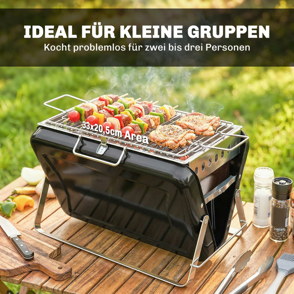 Holzkohlegrill BBQ Smoker klappbar für Camping Outdoor Edelstahl