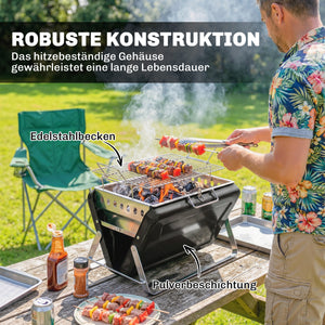 Holzkohlegrill BBQ Smoker klappbar für Camping Outdoor Edelstahl