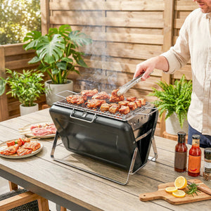 Holzkohlegrill BBQ Smoker klappbar für Camping Outdoor Edelstahl
