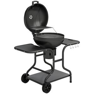 Holzkohlegrill BBQ Smoker mit Seitentischen Deckel und Rädern