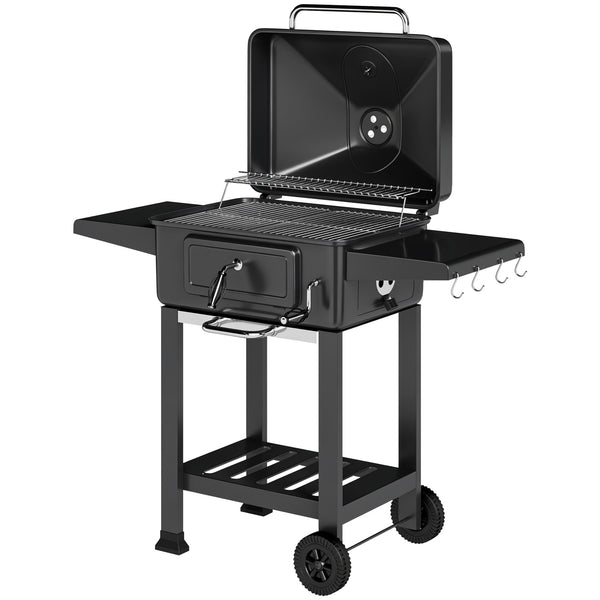 Holzkohlegrill BBQ Smoker höhenverstellbar mit Deckel und Thermometer