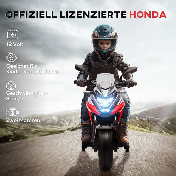 Kindermotorrad elektrisch Honda mit Musik und Licht 3-6 Jahre rot