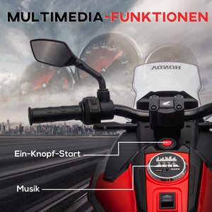 Kindermotorrad elektrisch Honda mit Musik und Licht 3-6 Jahre rot