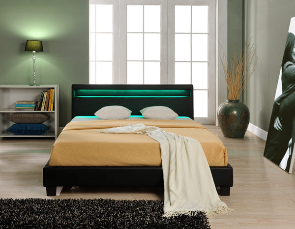 Kunstlederbett Paris mit LED RGB Beleuchtung 180x200cm Corium