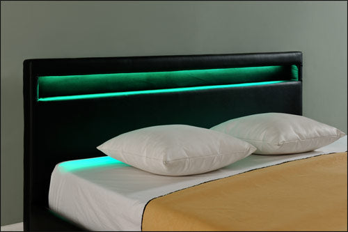 Kunstlederbett Paris mit LED RGB Beleuchtung 140x200cm Corium