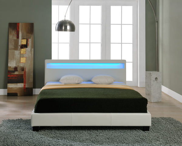 Kunstlederbett Paris mit LED RGB Beleuchtung 140x200cm Corium