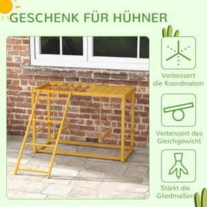 Hühner-Spielgerüst mit Schaukeln & Leiter für 3-4 Hühner Naturholz