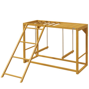 Hühner-Spielgerüst mit Schaukeln & Leiter für 3-4 Hühner Naturholz