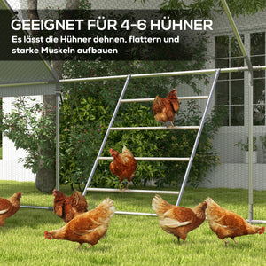Hühnerleiter wetterfest mit 4 Sitzstangen für Hühnerstall Holz Stahl