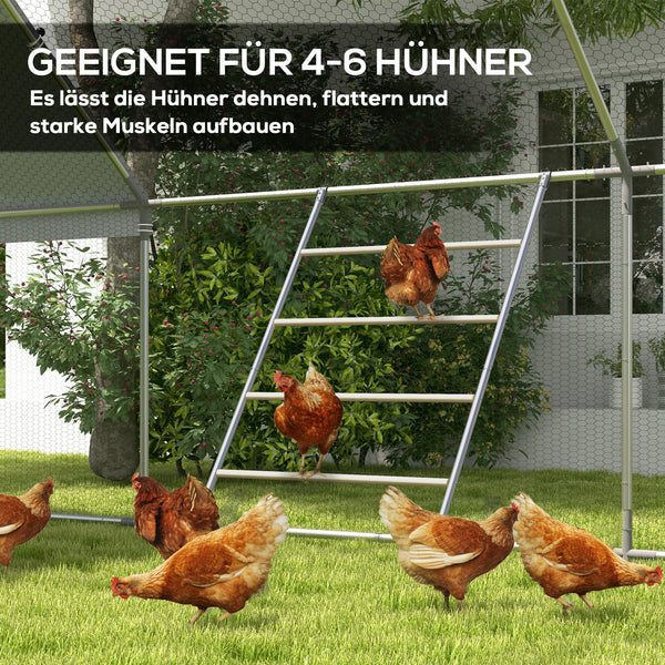 Hühnerleiter wetterfest mit 4 Sitzstangen für Hühnerstall Holz Stahl