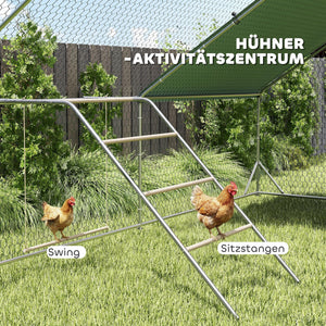 Hühnerspielplatz mit Stangen und verstellbarer Schaukel aus Holz