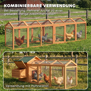 Hühnerstall mit Auslauf und Sitzstange für 4 Hühner aus Holz
