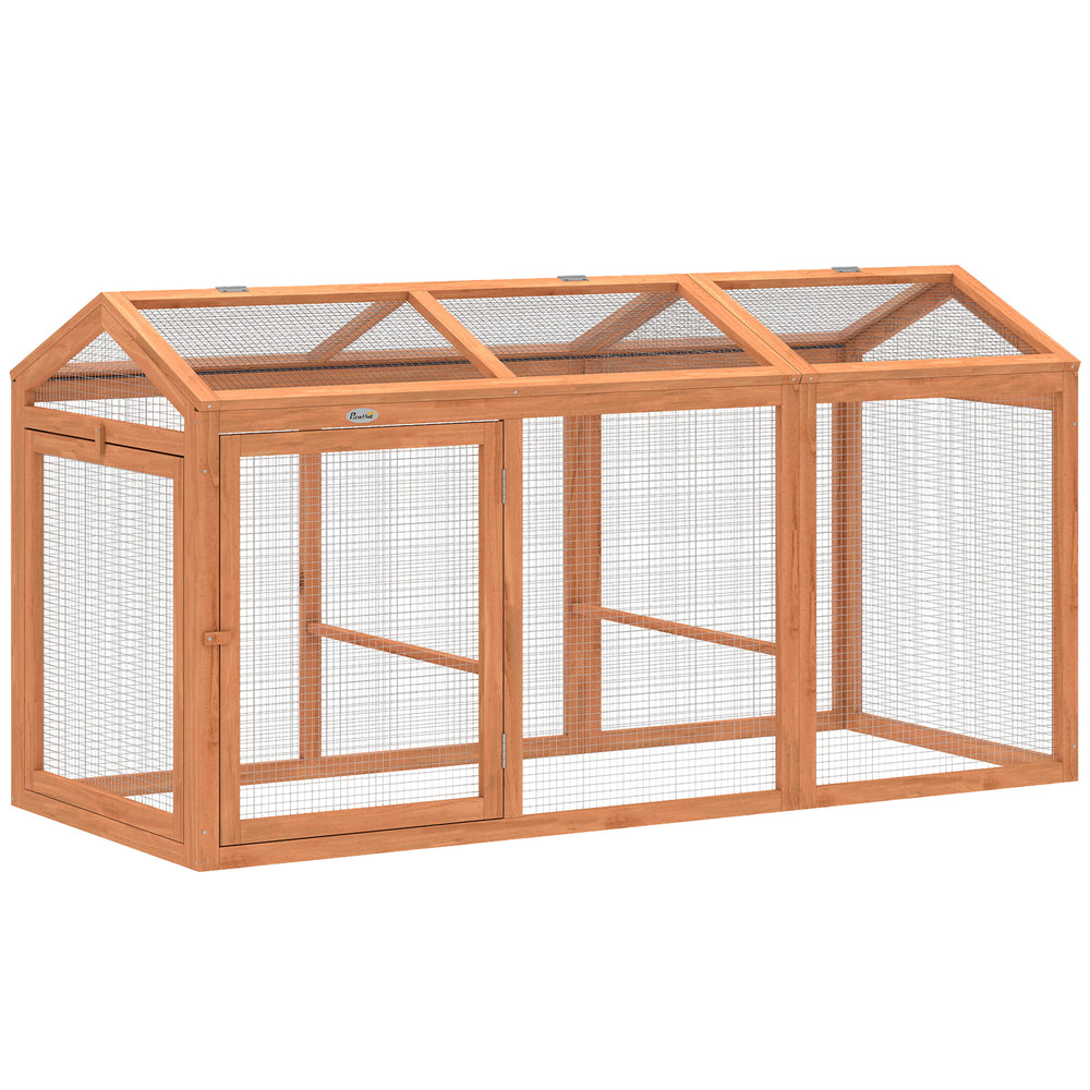 Hühnerstall mit Auslauf und Sitzstange für 4 Hühner aus Holz