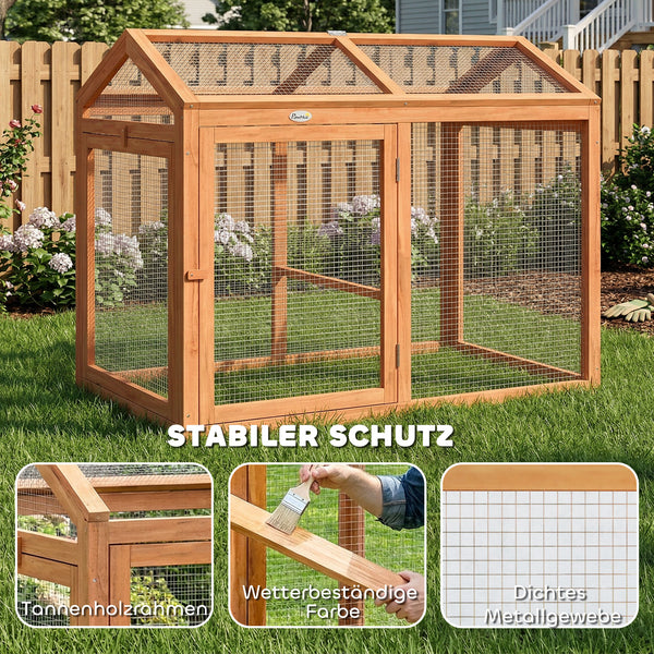 Hühnerstall mit Freilauf und Sitzstange für 2 Hühner Holz Metall