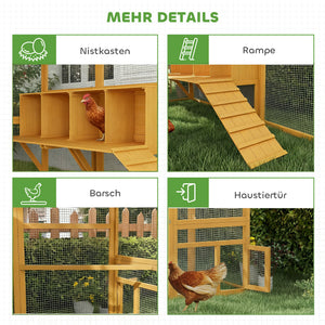 Hühnerstall gross mit Freilauf und Nistkästen für Hühner Holz