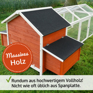 Hühnerstall Sally mit Auslauf 301x113x171cm Rot