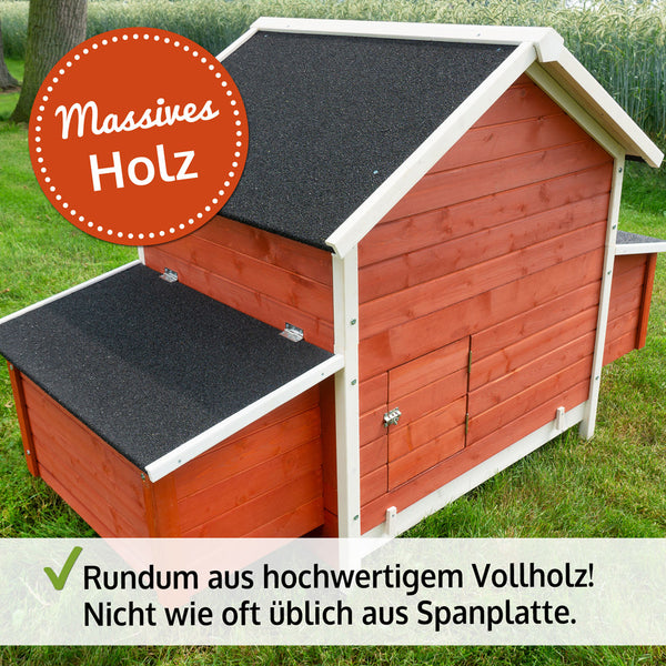 Hühnerstall Sally mit Auslauf 301x113x171cm Rot