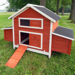 Hühnerstall Sally mit Auslauf 301x113x171cm Rot
