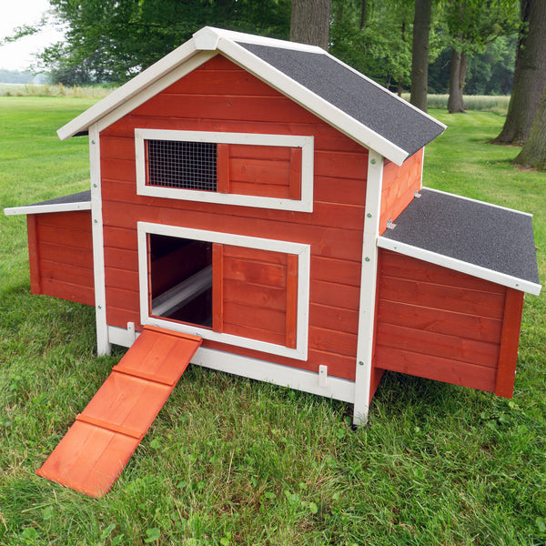 Hühnerstall Sally mit Auslauf 301x113x171cm Rot