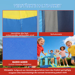 Hüpfburg aufblasbar für Kinder mit Rutsche Trampolin und Pool