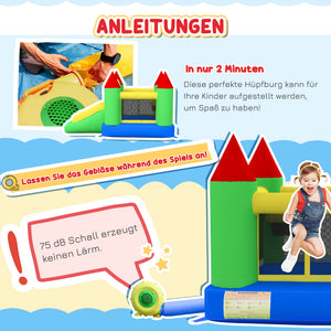 Hüpfburg mit Rutsche und Sicherheitsnetz für Kinder bis 100kg