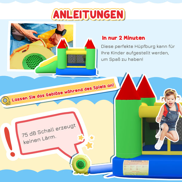 Hüpfburg mit Rutsche und Sicherheitsnetz für Kinder bis 100kg