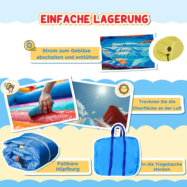 Hüpfburg mit Rutsche und Sicherheitsnetz für Kinder bis 100kg