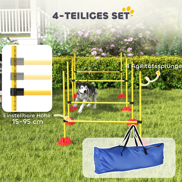 Hunde Agility Set mit 4 Hürden und Tragetasche für Sprungtraining