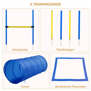 Hunde Agility Set mit Tunnel & Hürden Blau