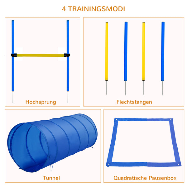 Hunde Agility Set mit Tunnel & Hürden Blau