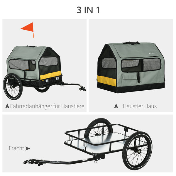 Hundeanhänger 3-in-1 mit Reflektoren bis 10kg Grau