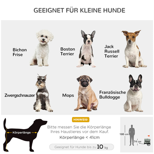 Hundeanhänger 3-in-1 mit Reflektoren bis 10kg Grau