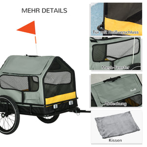 Hundeanhänger 3-in-1 mit Reflektoren bis 10kg Grau